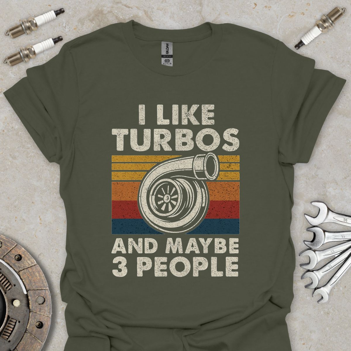 Retro I Like Big Turbos and Maybe 3 People T-Shirt
