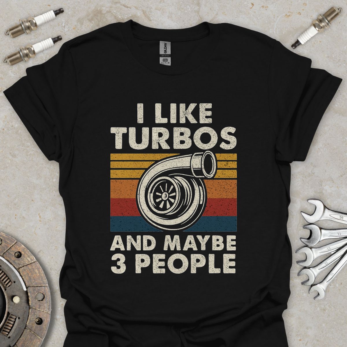Retro I Like Big Turbos and Maybe 3 People T-Shirt