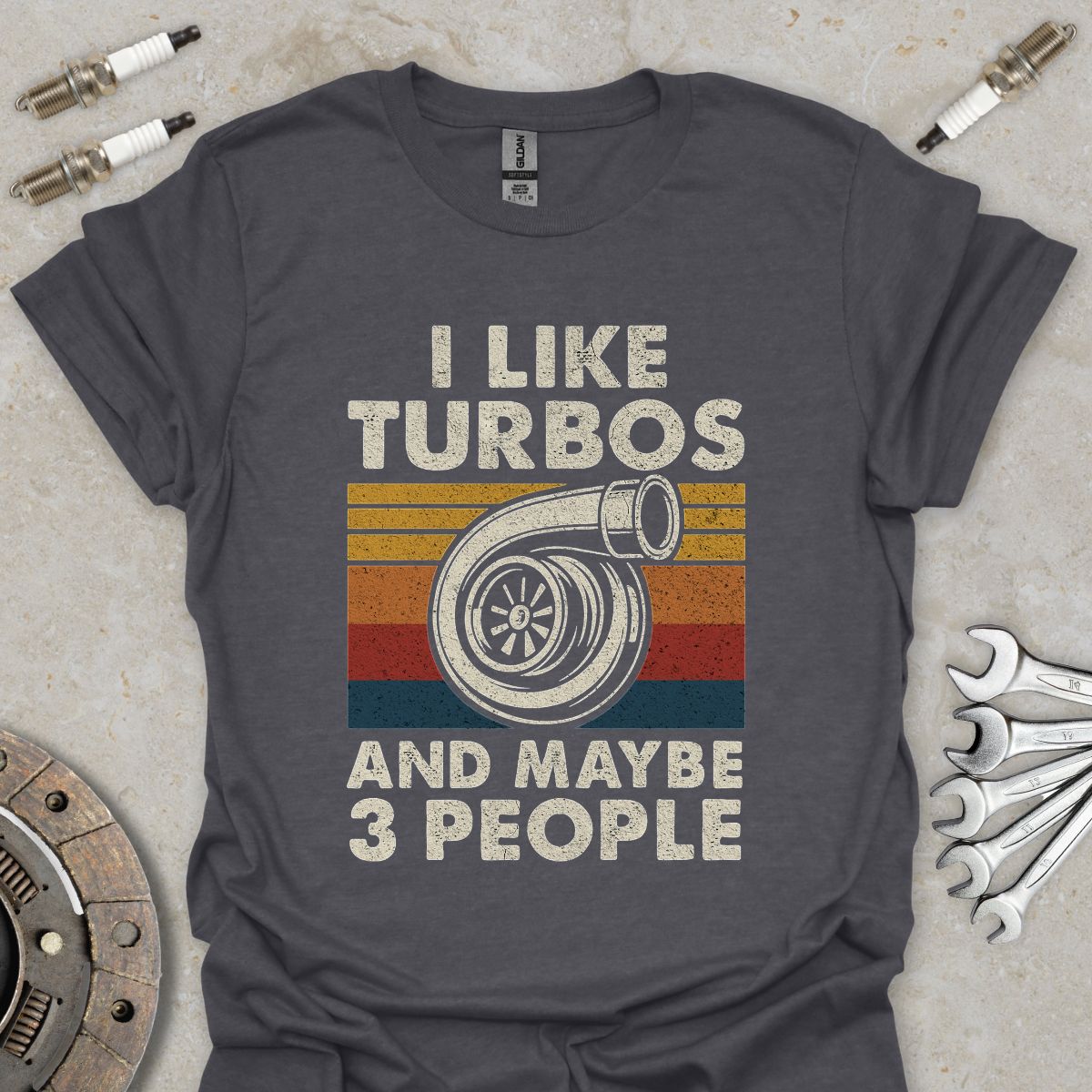 Retro I Like Big Turbos and Maybe 3 People T-Shirt
