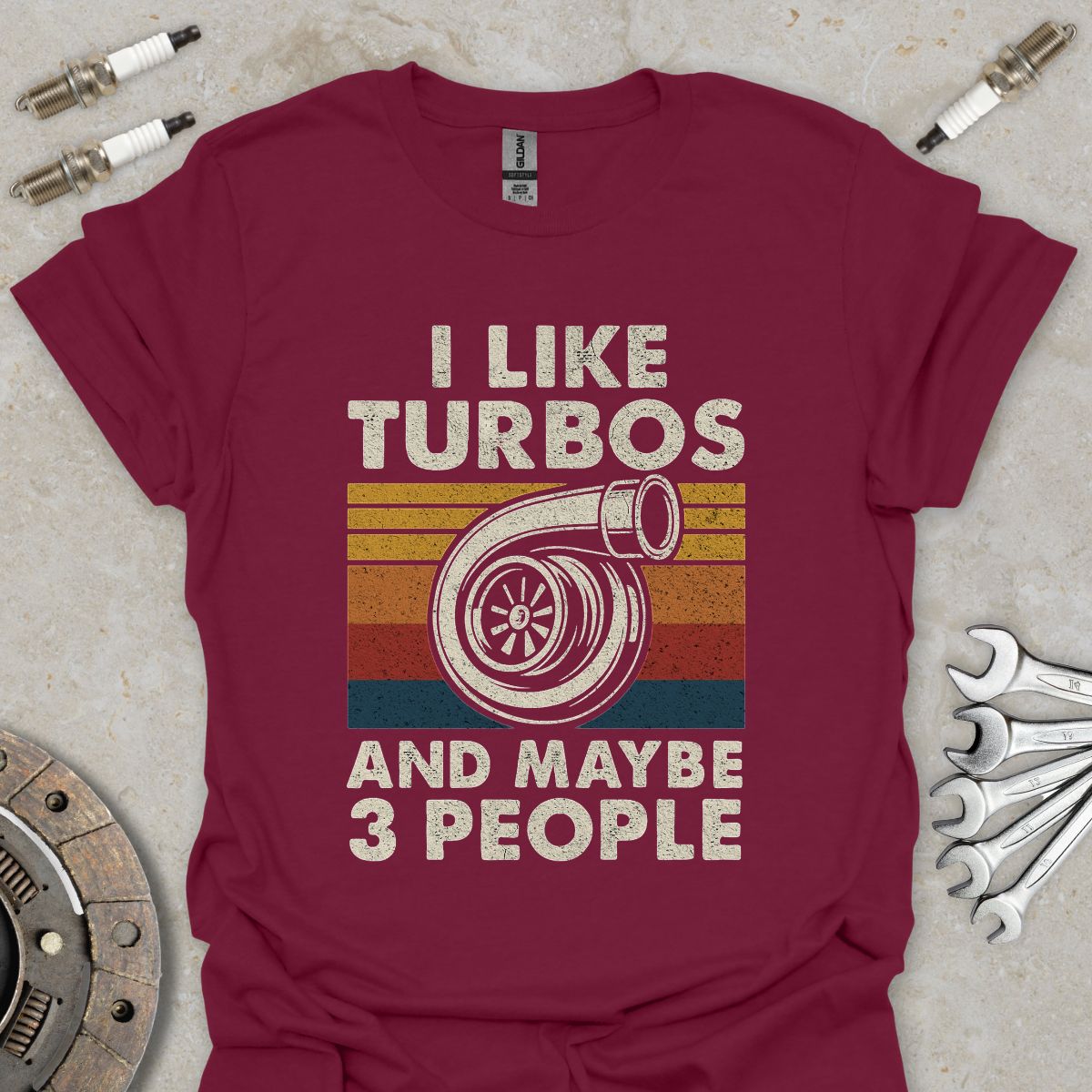 Retro I Like Big Turbos and Maybe 3 People T-Shirt