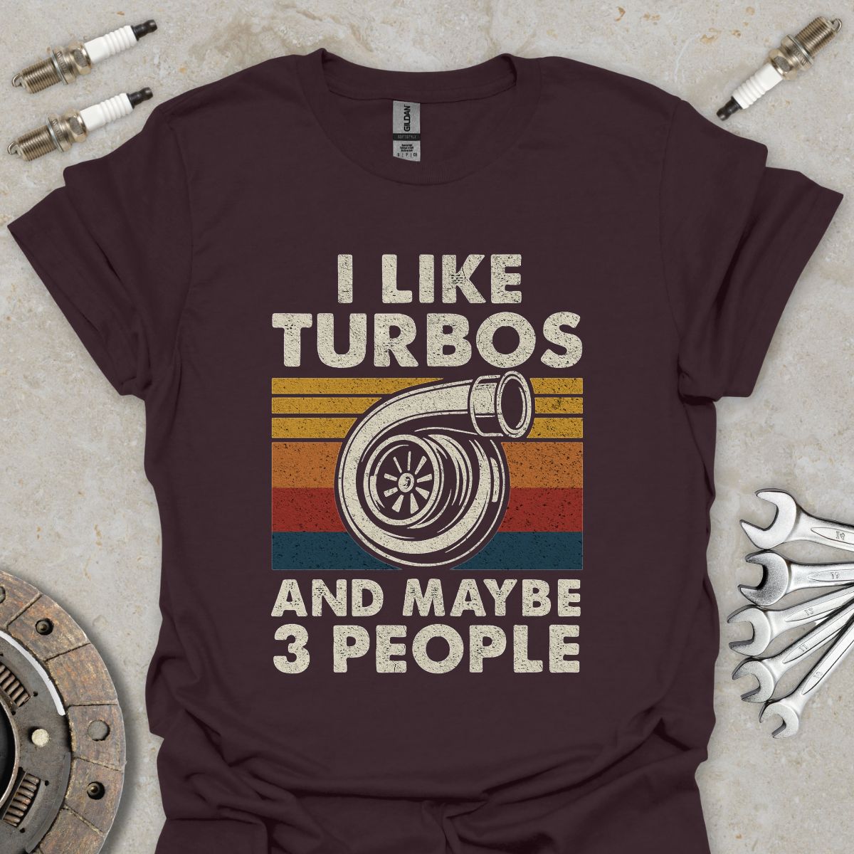 Retro I Like Big Turbos and Maybe 3 People T-Shirt