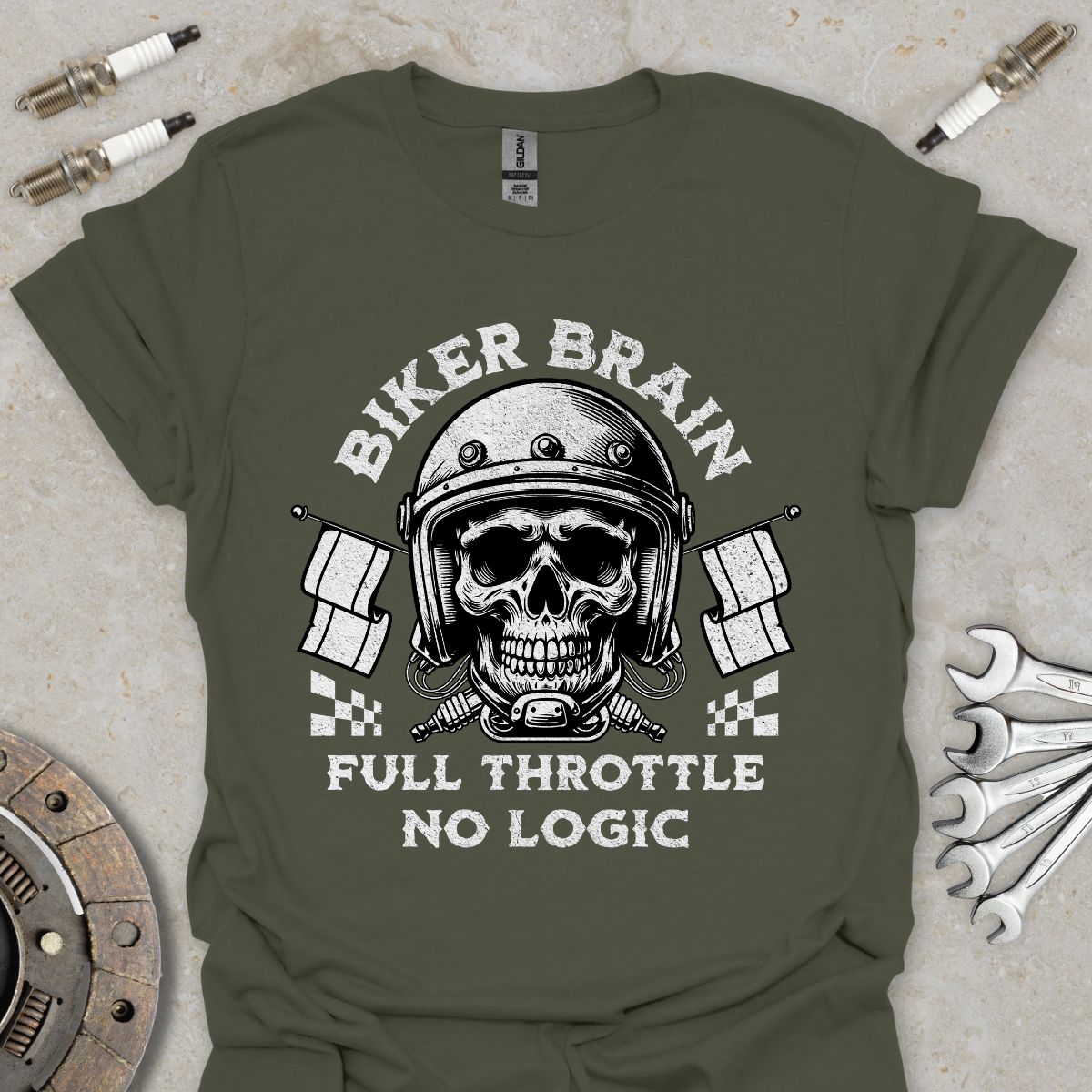 Biker Brain - Full Throttle No Logic T-Shirt