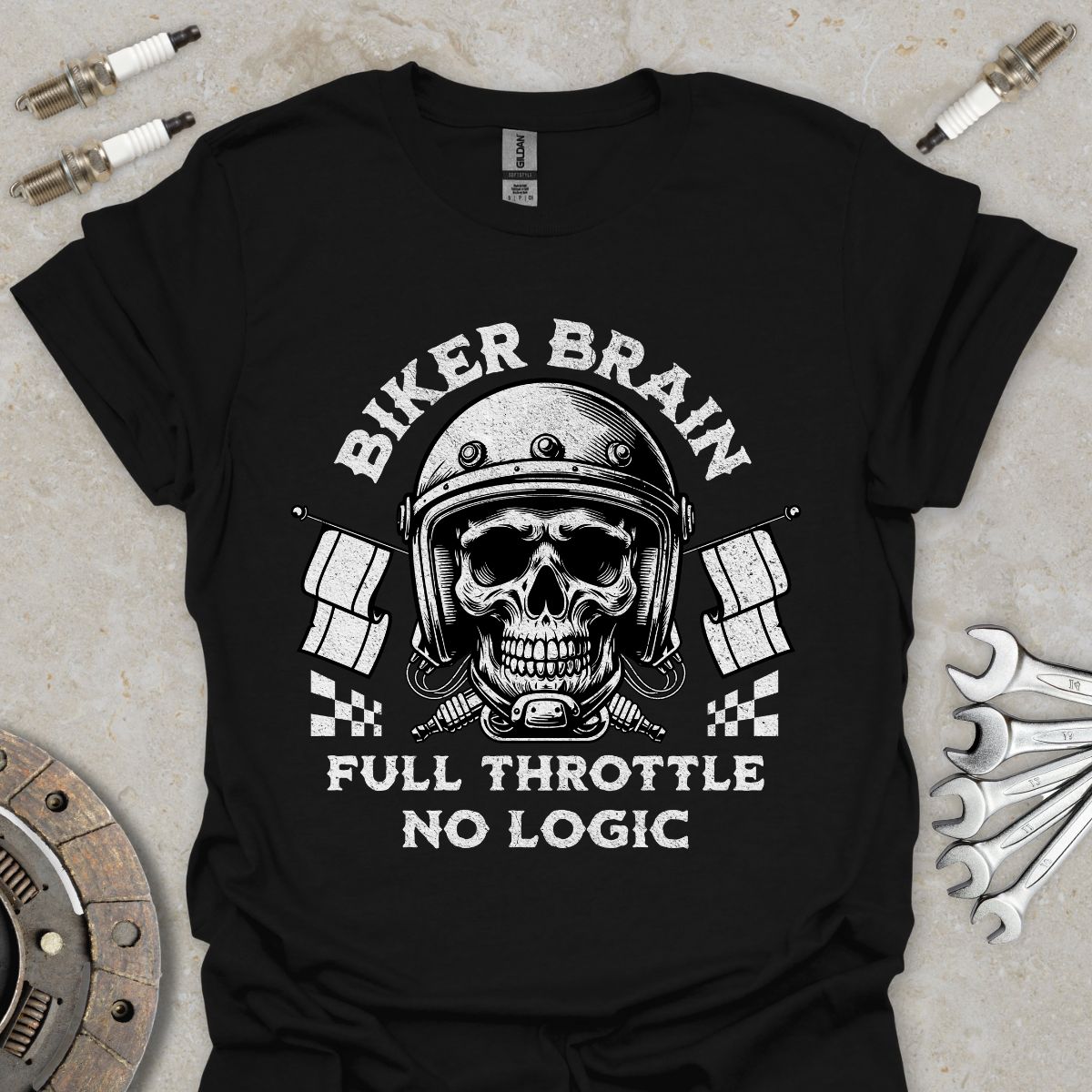 Biker Brain - Full Throttle No Logic T-Shirt
