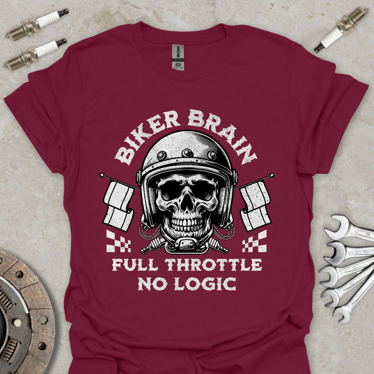 Biker Brain - Full Throttle No Logic T-Shirt