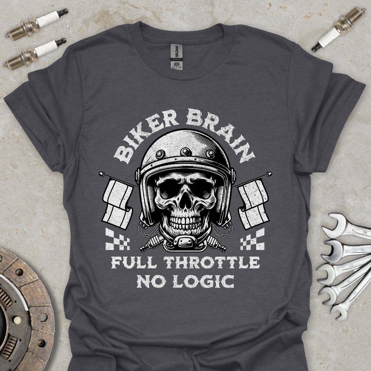 Biker Brain - Full Throttle No Logic T-Shirt
