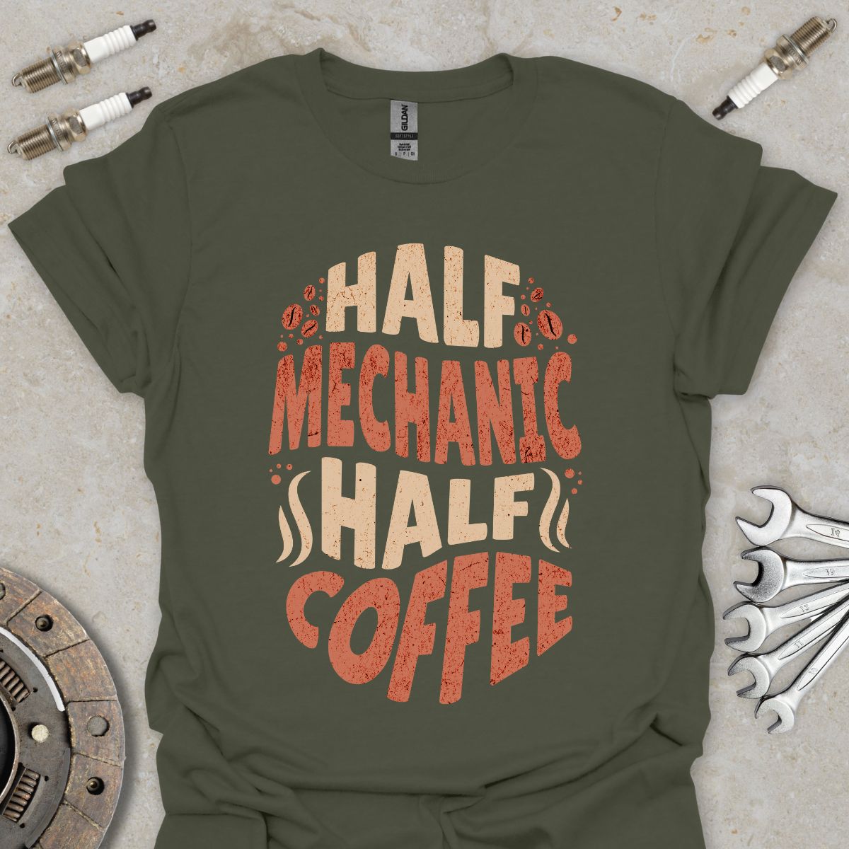 Half Mechanic Half Coffee T-Shirt