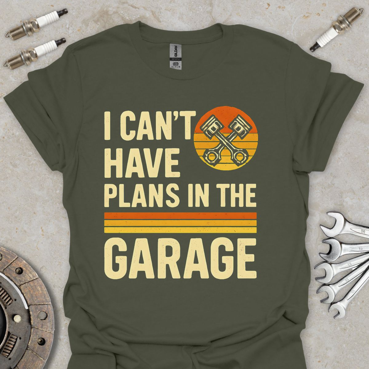 I can't i have Plans in the Garge Retro T-Shirt